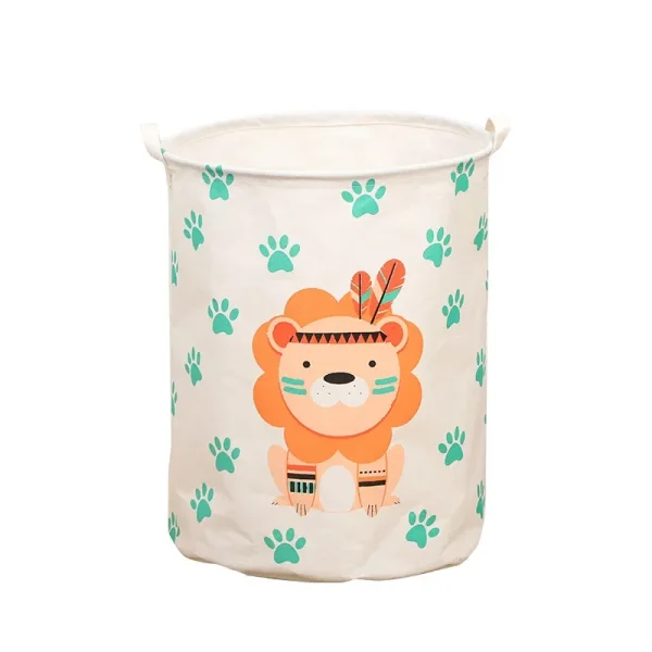 Animal Laundry Toys Organizer Basket Large Cartoon Canvas Barrel Basket Clothes Organizer Kids Toys Basket With Handle 6