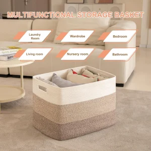 Daily Home Laundry Bedroom Baby Toys Sundries Cotton Woven Folding Oversized Storage Basket  Folding Clothes Storage Basket 1