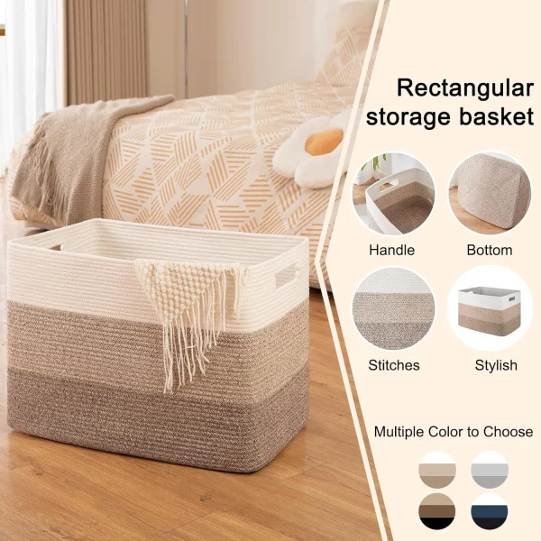 Daily Home Laundry Bedroom Baby Toys Sundries Cotton Woven Folding Oversized Storage Basket  Folding Clothes Storage Basket 2