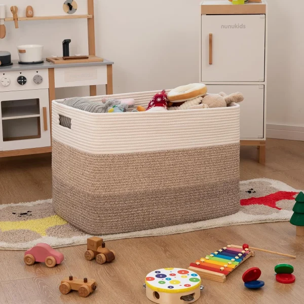 Daily Home Laundry Bedroom Baby Toys Sundries Cotton Woven Folding Oversized Storage Basket  Folding Clothes Storage Basket 3