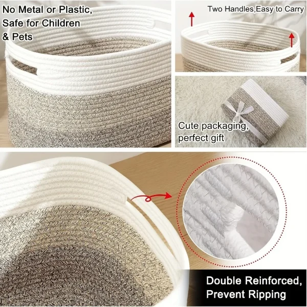 Daily Home Laundry Bedroom Baby Toys Sundries Cotton Woven Folding Oversized Storage Basket  Folding Clothes Storage Basket 6