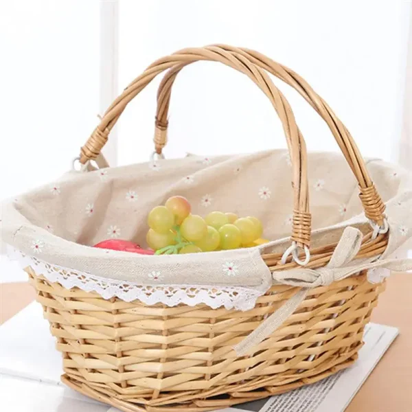 Gift Flower Girl Basket For Kids Woven Wicker Flower Picnic Gift Flower Girl Basket For Kidss Storage Wedding Girl Willow 2