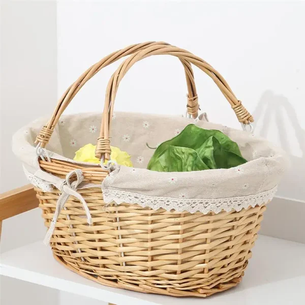 Gift Flower Girl Basket For Kids Woven Wicker Flower Picnic Gift Flower Girl Basket For Kidss Storage Wedding Girl Willow 3