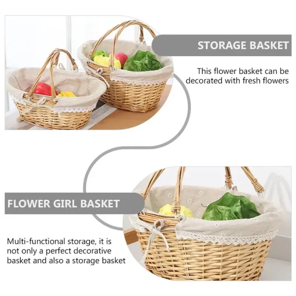 Gift Flower Girl Basket For Kids Woven Wicker Flower Picnic Gift Flower Girl Basket For Kidss Storage Wedding Girl Willow 4
