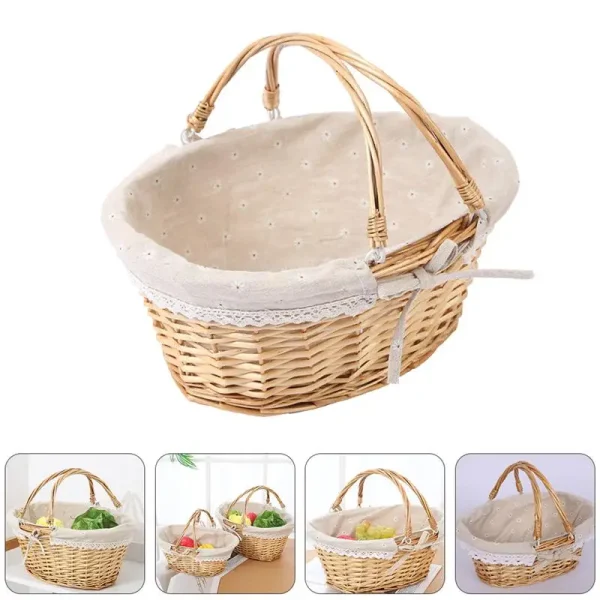 Gift Flower Girl Basket For Kids Woven Wicker Flower Picnic Gift Flower Girl Basket For Kidss Storage Wedding Girl Willow 5