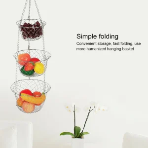 3Tier Flower Basket Iron Wire Hanging Vegetable Storage Fruit Organizer Basket Kitchen Supplies Fruit Basket Fruit Organizer 1