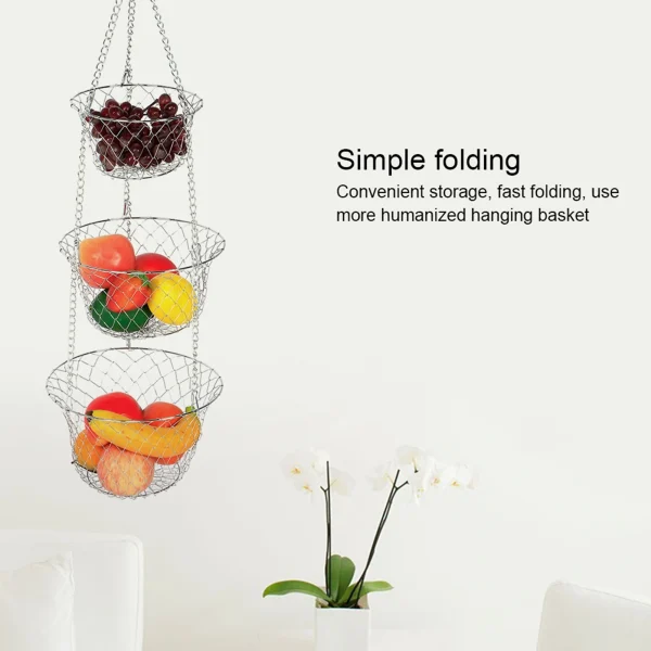 3Tier Flower Basket Iron Wire Hanging Vegetable Storage Fruit Organizer Basket Kitchen Supplies Fruit Basket Fruit Organizer 1