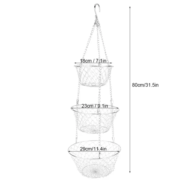 3Tier Flower Basket Iron Wire Hanging Vegetable Storage Fruit Organizer Basket Kitchen Supplies Fruit Basket Fruit Organizer 6
