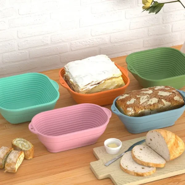 Silicone Bread Basket Baking Dessert Oval Dough Bread Proofing Baskets Collapsible Storage Fermentation Sourdough Basket Kitchen 5