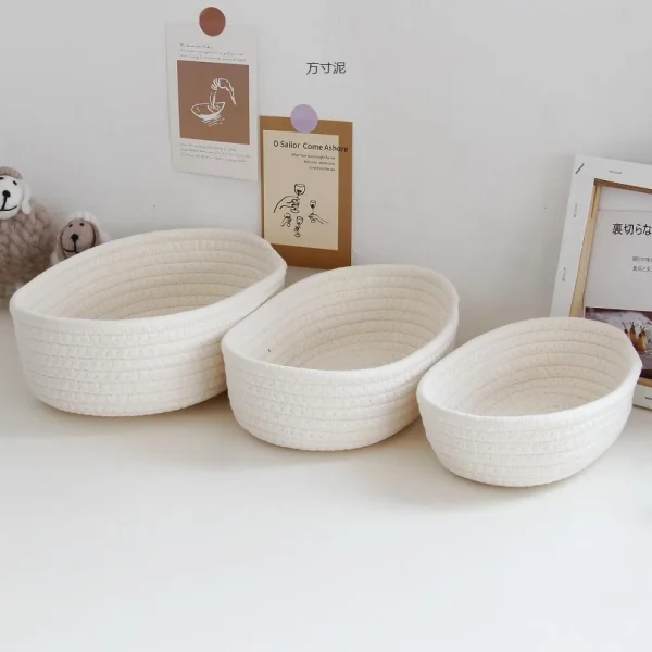 Nordic Cotton Rope Woven Storage Baskets Organize Boxs Desktop Sundries Organize Basket Sundries Key Cosmetics Storage Box 1