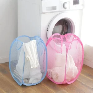 Collapsible Mesh Laundry Hamper Foldable Dirty Clothes Storage Basket Shower Room Bedroom Portable Business Travel Organizer 1