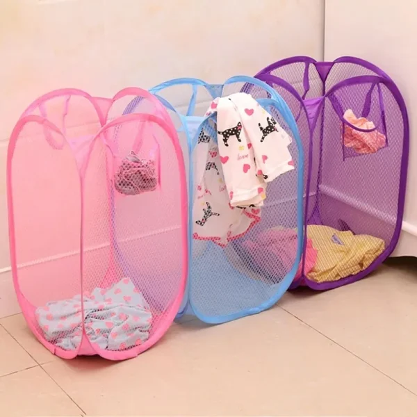 Collapsible Mesh Laundry Hamper Foldable Dirty Clothes Storage Basket Shower Room Bedroom Portable Business Travel Organizer 2