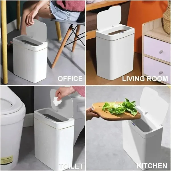 Intelligent induction garbage can storage basket household toilet living room kitchen automatic switch cover paper basket 2025 6