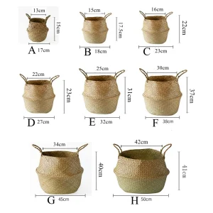 Zerolife Seaweed Wicker Basket Rattan Hanging Flower Pot Dirty Clothes Basket Storage Basket Cesta Mimbre Basket Picnic Basket 1