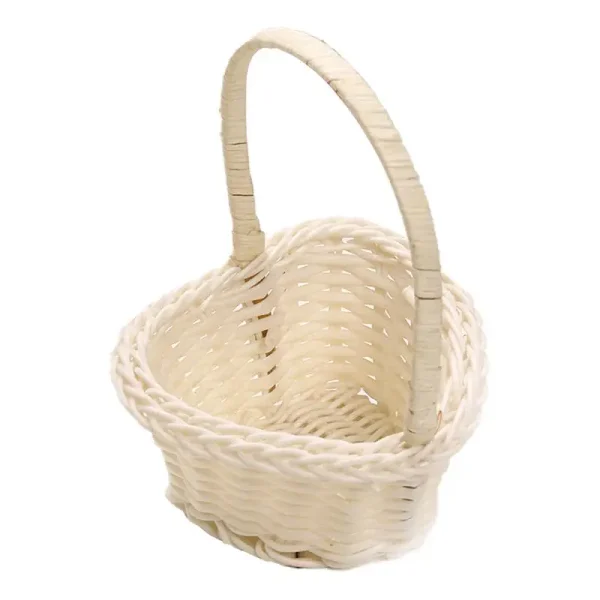 Hand-woven Wedding Flower Basket With Handle Wicker Sundries Basket Wedding Flower Girls Basket for Home Picnic Storage Basket 1