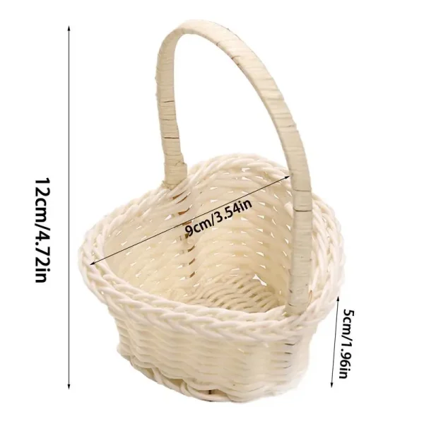 Hand-woven Wedding Flower Basket With Handle Wicker Sundries Basket Wedding Flower Girls Basket for Home Picnic Storage Basket 6