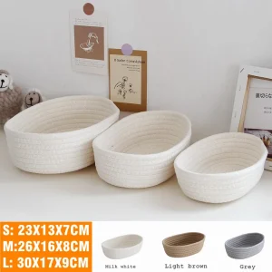 면 끈 수납함 Nordic Cotton Rope Woven Storage Baskets Organize Boxs Desktop Sundries Organize Basket Sundries Key Cosmetics Storage 1