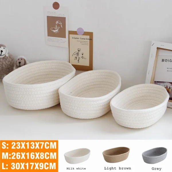 면 끈 수납함 Nordic Cotton Rope Woven Storage Baskets Organize Boxs Desktop Sundries Organize Basket Sundries Key Cosmetics Storage 1