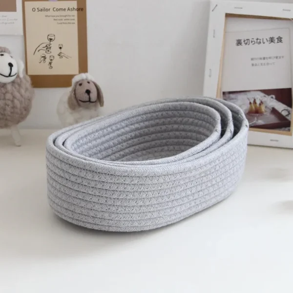 면 끈 수납함 Nordic Cotton Rope Woven Storage Baskets Organize Boxs Desktop Sundries Organize Basket Sundries Key Cosmetics Storage 3