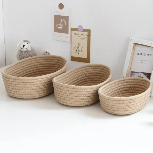 면 끈 수납함 Nordic Cotton Rope Woven Storage Baskets Organize Boxs Desktop Sundries Organize Basket Sundries Key Cosmetics Storage 4