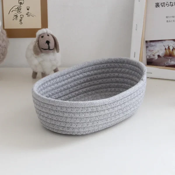 면 끈 수납함 Nordic Cotton Rope Woven Storage Baskets Organize Boxs Desktop Sundries Organize Basket Sundries Key Cosmetics Storage 5