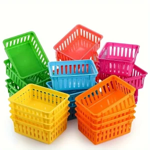Colorful Office Storage Basket Plastic Stationery Basket Stackable Storage Basket Pencil Storage Box Household Item Storage 6pcs 1