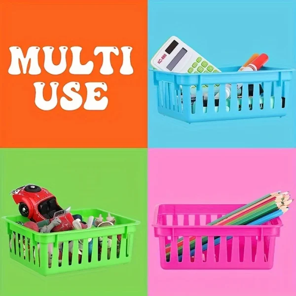 Colorful Office Storage Basket Plastic Stationery Basket Stackable Storage Basket Pencil Storage Box Household Item Storage 6pcs 3