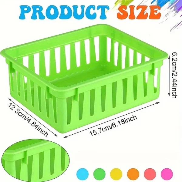 Colorful Office Storage Basket Plastic Stationery Basket Stackable Storage Basket Pencil Storage Box Household Item Storage 6pcs 6