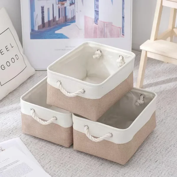 New Sundries Organizer Basket Bedroom Underwear Socks Organizer Basket Cotton Linen Organizer Folding Fabric Organizer Basket 1