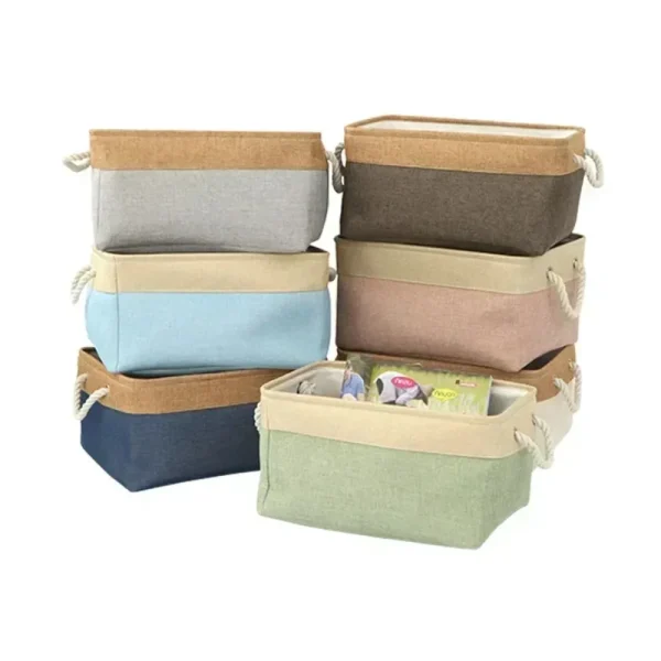 New Sundries Organizer Basket Bedroom Underwear Socks Organizer Basket Cotton Linen Organizer Folding Fabric Organizer Basket 3