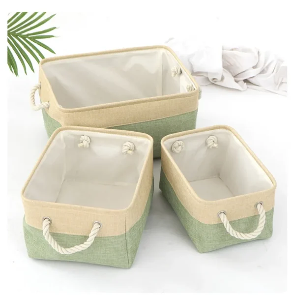 New Sundries Organizer Basket Bedroom Underwear Socks Organizer Basket Cotton Linen Organizer Folding Fabric Organizer Basket 4