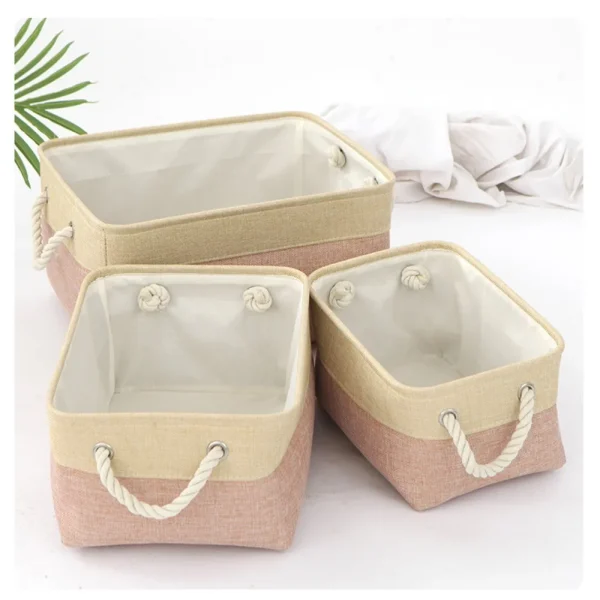 New Sundries Organizer Basket Bedroom Underwear Socks Organizer Basket Cotton Linen Organizer Folding Fabric Organizer Basket 5
