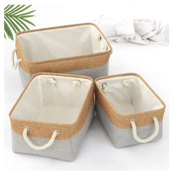 New Sundries Organizer Basket Bedroom Underwear Socks Organizer Basket Cotton Linen Organizer Folding Fabric Organizer Basket 6