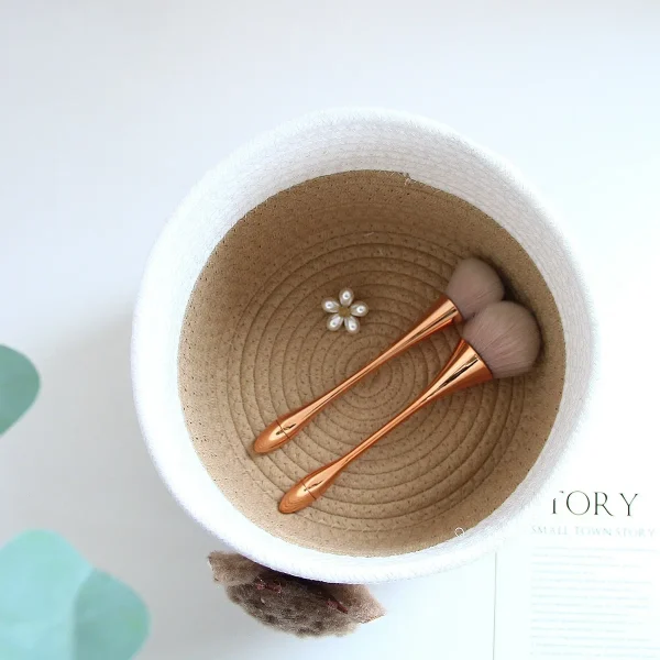 Cute Cartoon Storage Baskets Woven Cotton Rope Desktop Storage Box Jewelry Cosmetics Snacks Sundries Key Kid Toys Organizer Bins 3