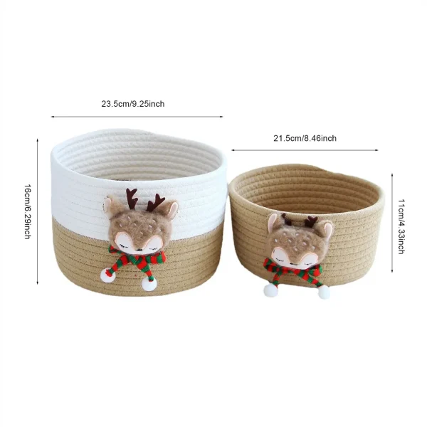 Cute Cartoon Storage Baskets Woven Cotton Rope Desktop Storage Box Jewelry Cosmetics Snacks Sundries Key Kid Toys Organizer Bins 6