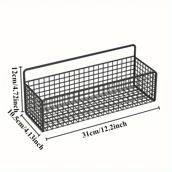 1pc Rustic Wall-Mounted Storage Baskets,No-Drill Bathroom Organizer Shelves,Non-Toxic Bathroom Vanity Shelf, No Battery Required 4