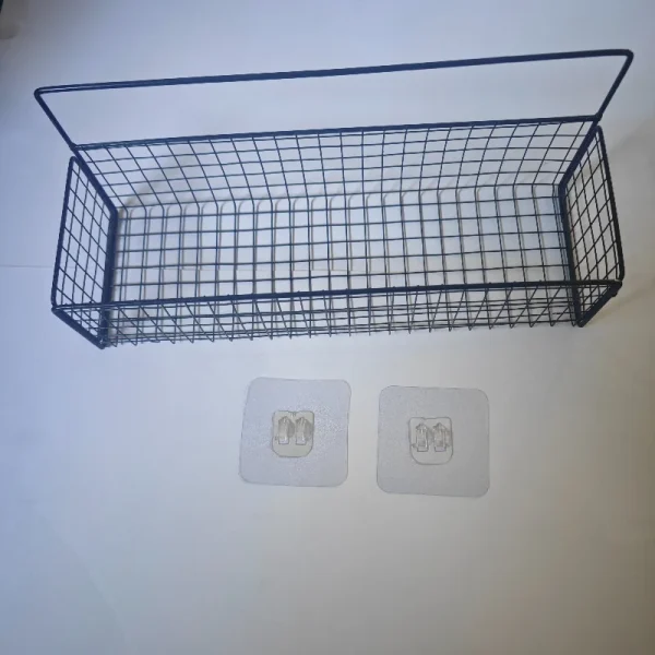 1pc Rustic Wall-Mounted Storage Baskets,No-Drill Bathroom Organizer Shelves,Non-Toxic Bathroom Vanity Shelf, No Battery Required 6