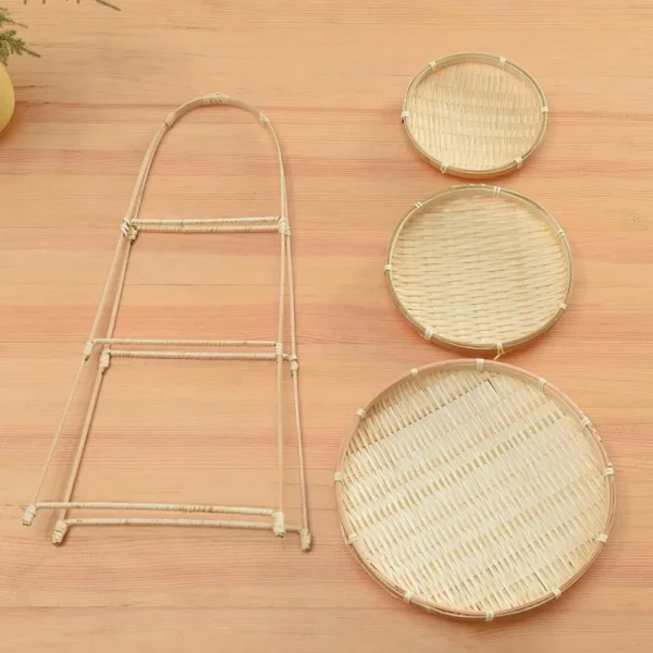 Multi-function Bamboo Woven Basket 1/2/3 Layer Fruit Food Vegetable Storage Basket Durable Handwoven Standing Tray for Kitchen 3
