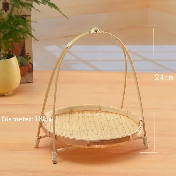 Multi-function Bamboo Woven Basket 1/2/3 Layer Fruit Food Vegetable Storage Basket Durable Handwoven Standing Tray for Kitchen 4