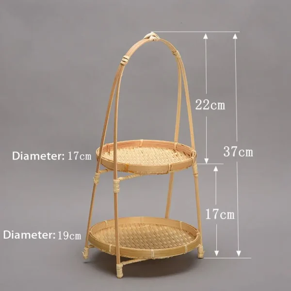 Multi-function Bamboo Woven Basket 1/2/3 Layer Fruit Food Vegetable Storage Basket Durable Handwoven Standing Tray for Kitchen 5