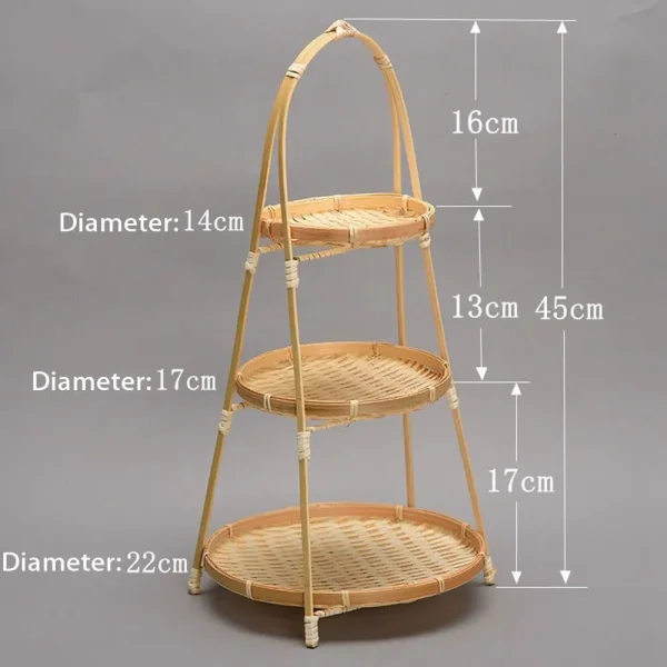 Multi-function Bamboo Woven Basket 1/2/3 Layer Fruit Food Vegetable Storage Basket Durable Handwoven Standing Tray for Kitchen 6