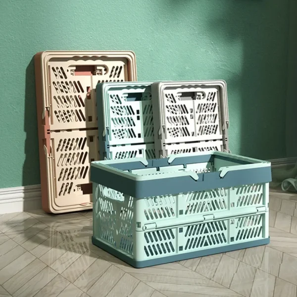 Folding storage basket Storage Basket Large Foldable Storage Box with Handle for Kitchen, Living Room, and Desktop Organization 2