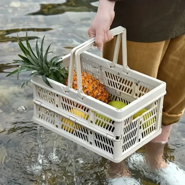 Folding storage basket Storage Basket Large Foldable Storage Box with Handle for Kitchen, Living Room, and Desktop Organization 5