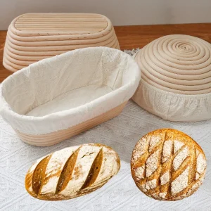 Banneton Natural Rattan Basket Baking Utensils Bread Baskets Bread Proofing Basket With Liner Sourdough Fermentation Tools 1