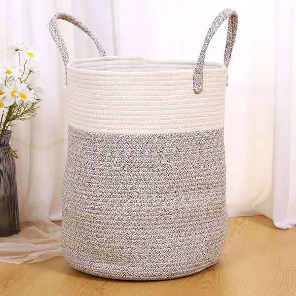 Cotton Rope Braided Dirty Clothes Basket Household Items Toys Storage Bag Living Room Bedroom Storage Cloth Art Storage Basket 1