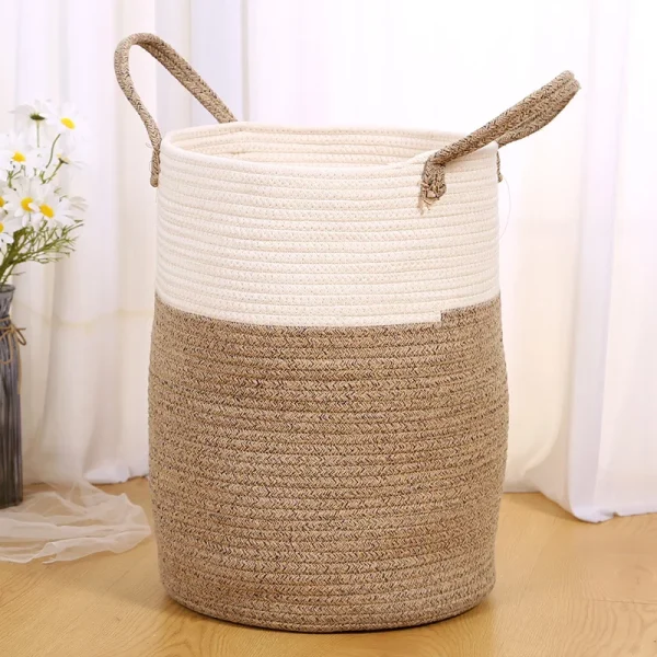 Cotton Rope Braided Dirty Clothes Basket Household Items Toys Storage Bag Living Room Bedroom Storage Cloth Art Storage Basket 2