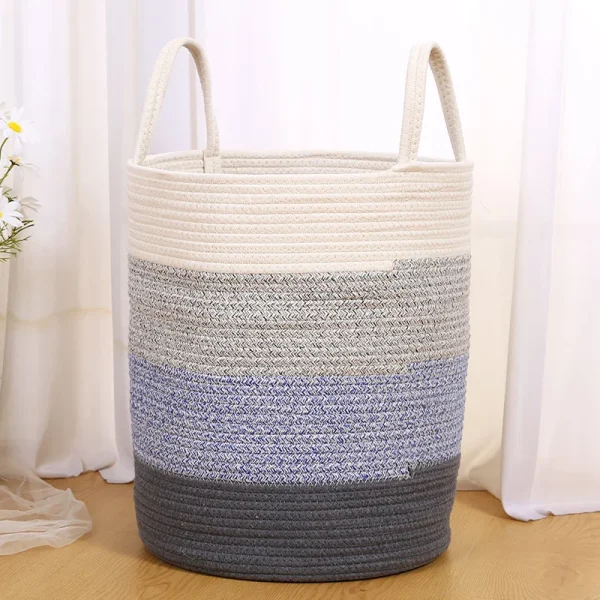 Cotton Rope Braided Dirty Clothes Basket Household Items Toys Storage Bag Living Room Bedroom Storage Cloth Art Storage Basket 3