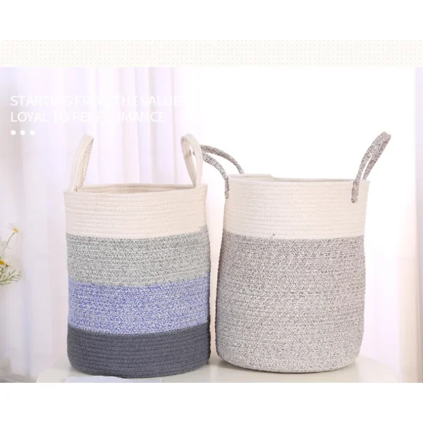 Cotton Rope Braided Dirty Clothes Basket Household Items Toys Storage Bag Living Room Bedroom Storage Cloth Art Storage Basket 5
