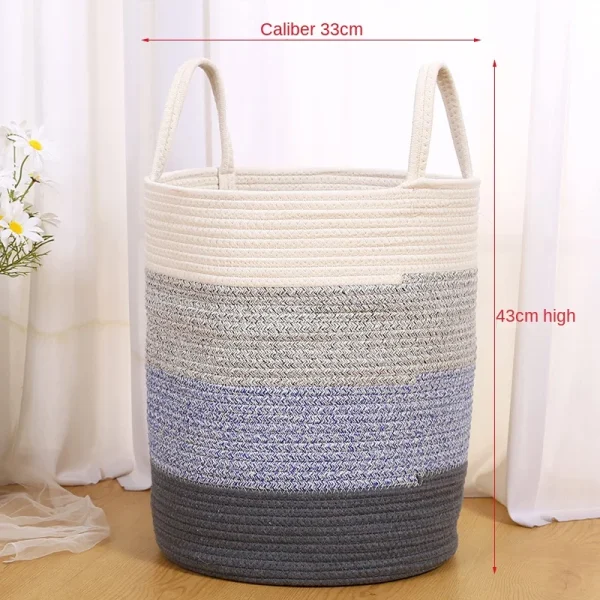 Cotton Rope Braided Dirty Clothes Basket Household Items Toys Storage Bag Living Room Bedroom Storage Cloth Art Storage Basket 6