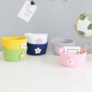 Zerolife-Cotton Rope Storage Baskets, Weaving Nordic Home Sundries, Baby Toys, Tassels Storage Basket, Small Organizer Box 1